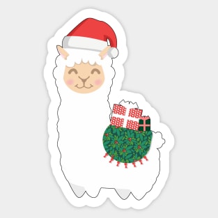 Cute Christmas Llama Sticker